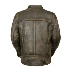 Alternative view of Big Barter Café Racer Jacket Distressed Brown Euro Collar Biker