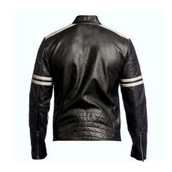Alternative view of Men's Black Classic Vintage Café Racer Leather Jacket