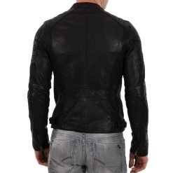 Alternative view of Men’s Slim Fit Retro Black Leather Biker Jacket