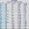 Mandalorian boots size chart showing US, UK, EU sizes with foot length in inches and centimeters for custom cosplay fit
