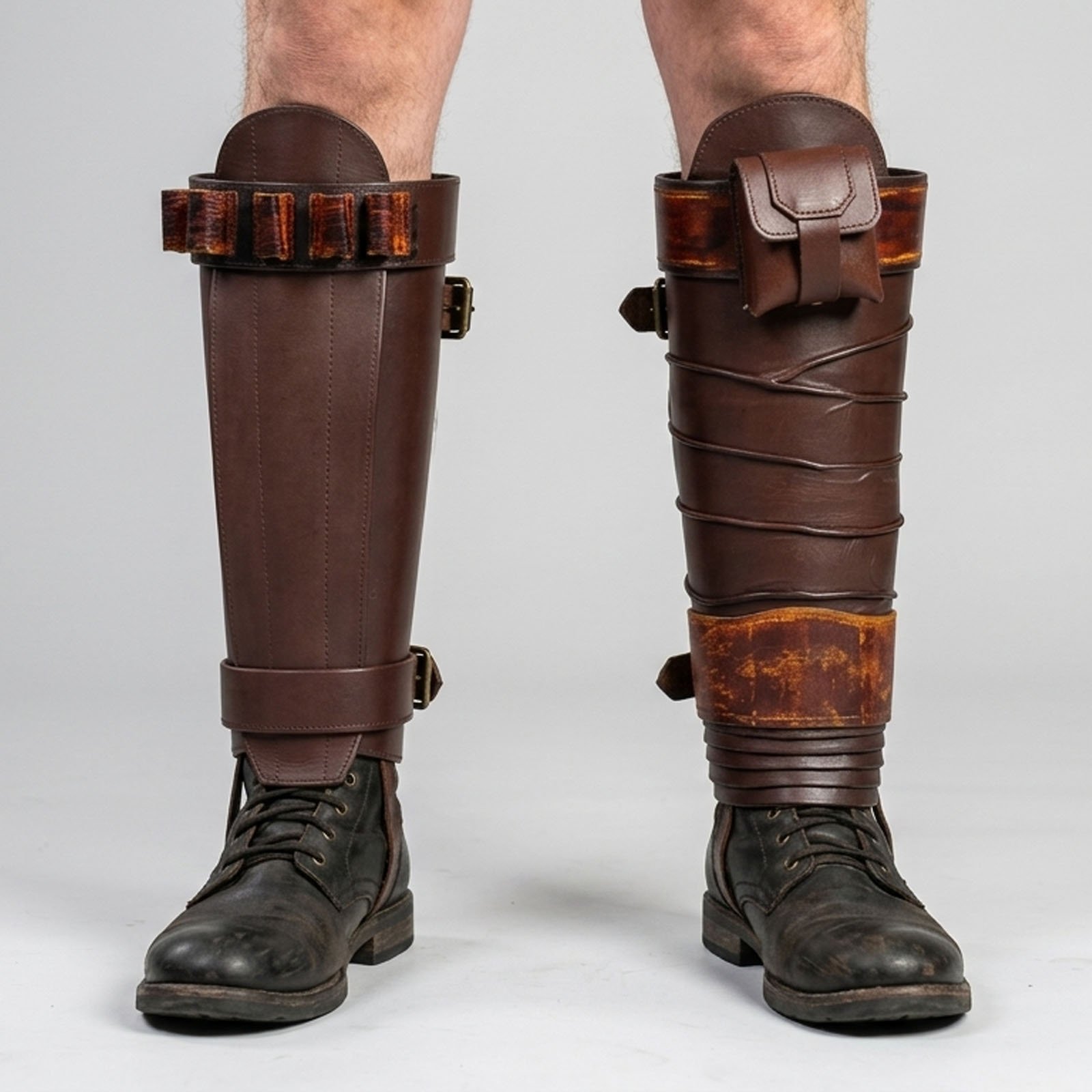 Mandalorian Leather Leg Greave Armor