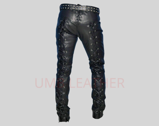 Men's Leather Pants Front & Back Laced - Image 4