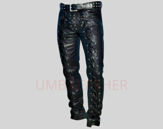 Men's Leather Pants Front & Back Laced