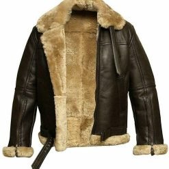 RAF Aviator B3 Shearling Sheepskin Leather Bomber Jacket For Men