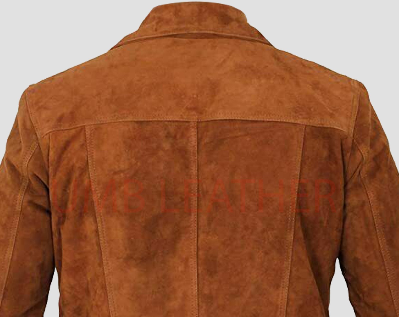 Suede Jeans Leather Jacket In Navy Blue Color With Silver Star Buttons - Image 5