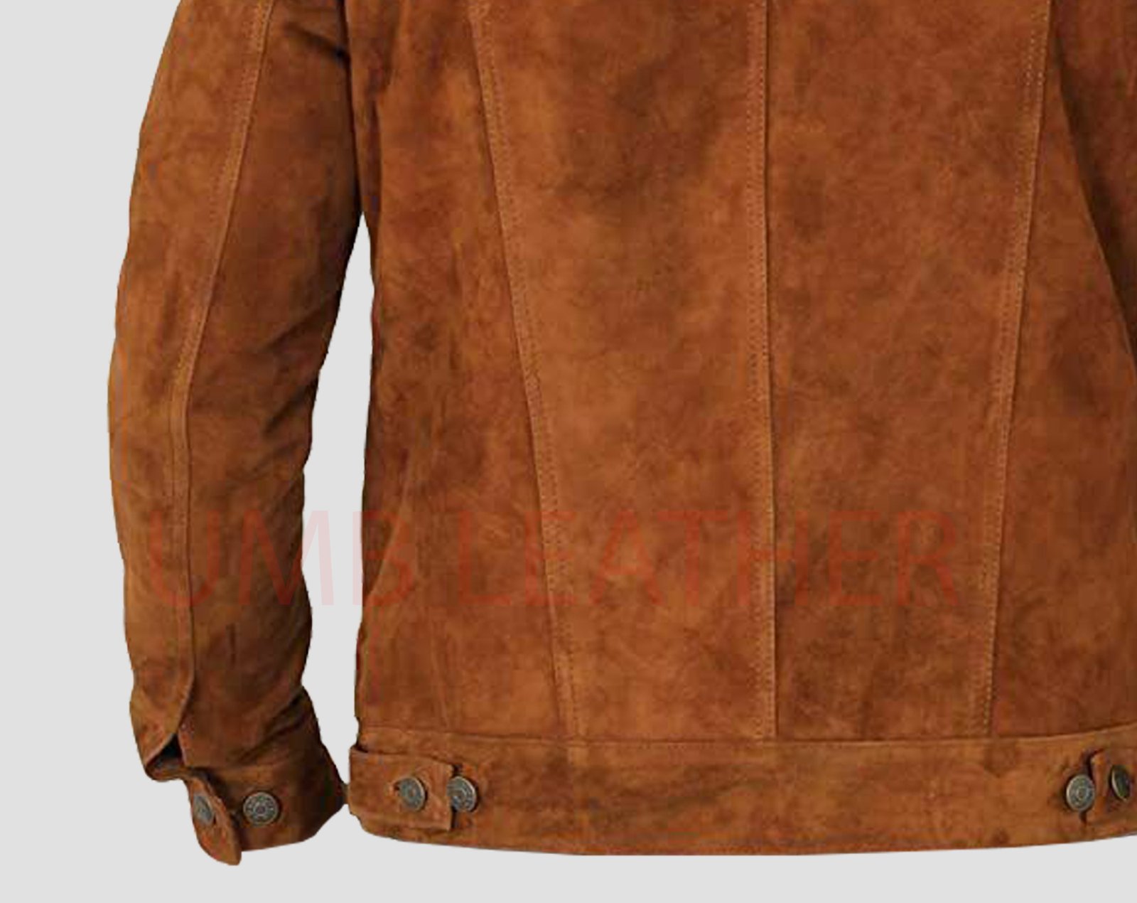 Suede Jeans Leather Jacket In Navy Blue Color With Silver Star Buttons - Image 3