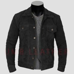 Alternative view of Black Suede Trucker Jacket