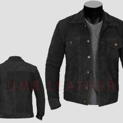 Black Suede Trucker Jacket