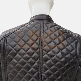 Alternative view of Quilted Biker Genuine Lambskin Jacket Black