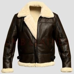 Men Brown B3 Aviator Shearling Leather Jacket
