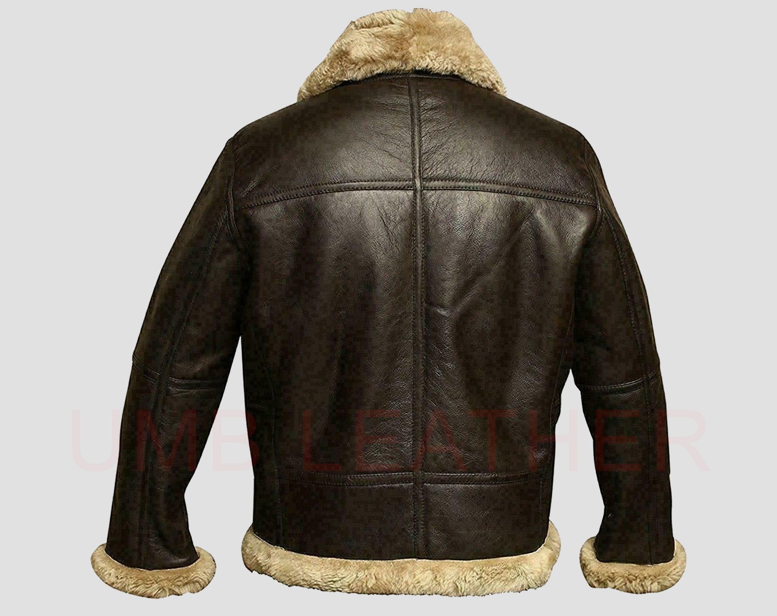 Men’s WW2 RAF B3 Air Force Fur Bomber Jacket Brown Leather Winter Style - Image 3