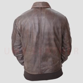 Alternative view of Men's A2 Airforce Distressed Brown Aviator Bomber Leather Jacket Pilot Style