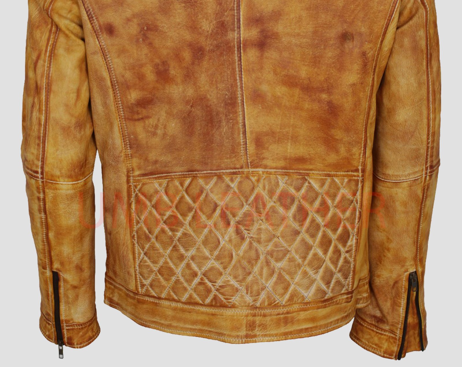 Cafe Racer Distressed Leather Biker Jacket for Men - Image 3