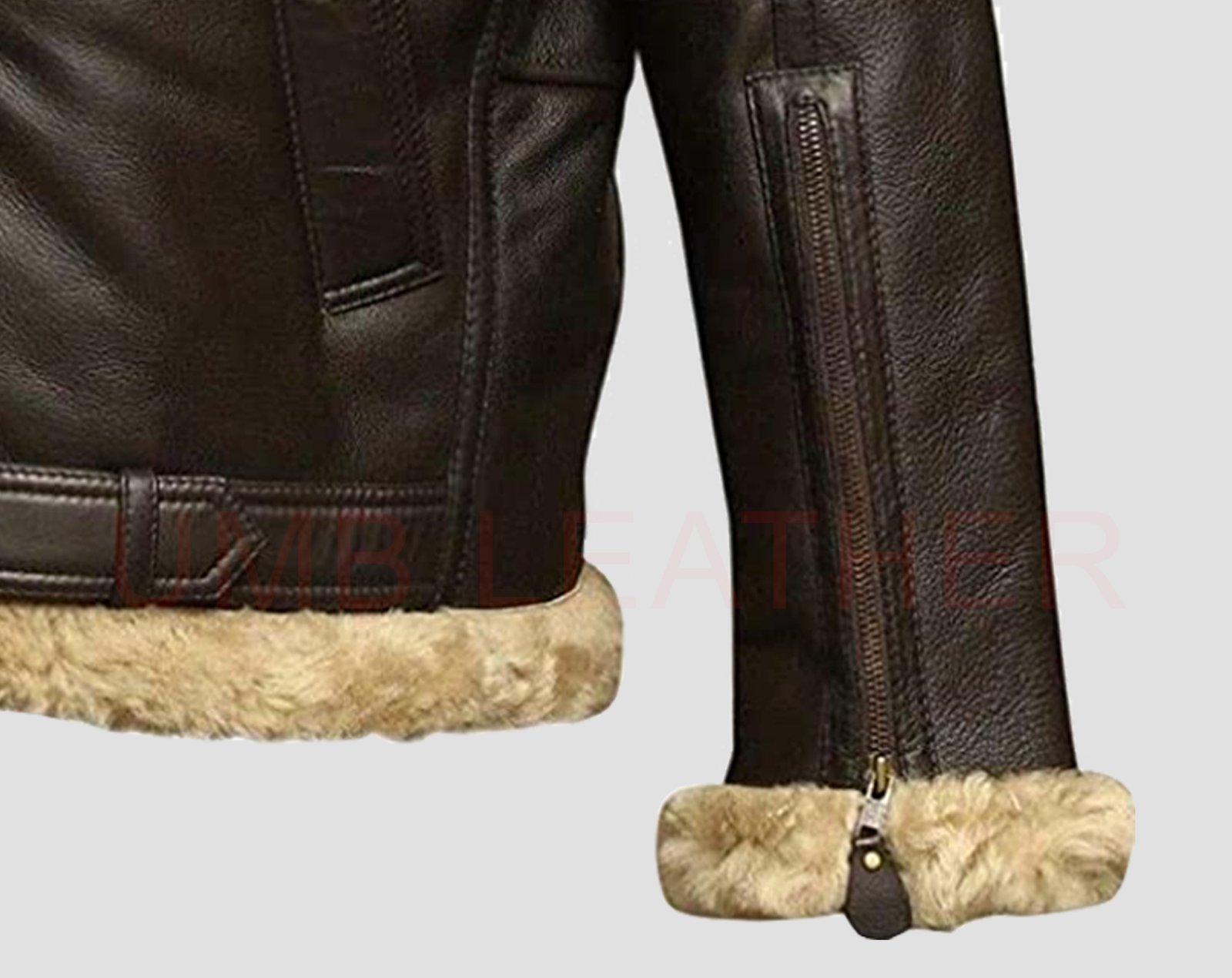 Men’s WW2 RAF B3 Air Force Fur Bomber Jacket Brown Leather Winter Style - Image 4