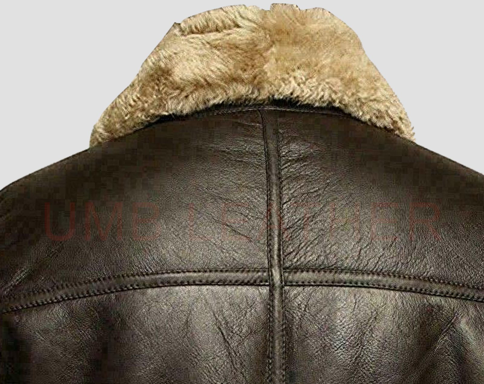 Men’s WW2 RAF B3 Air Force Fur Bomber Jacket Brown Leather Winter Style - Image 5