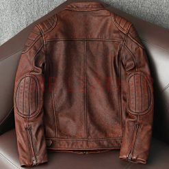 Alternative view of Genuine Cowhide Leather Biker Motorcycle Jacket for Men