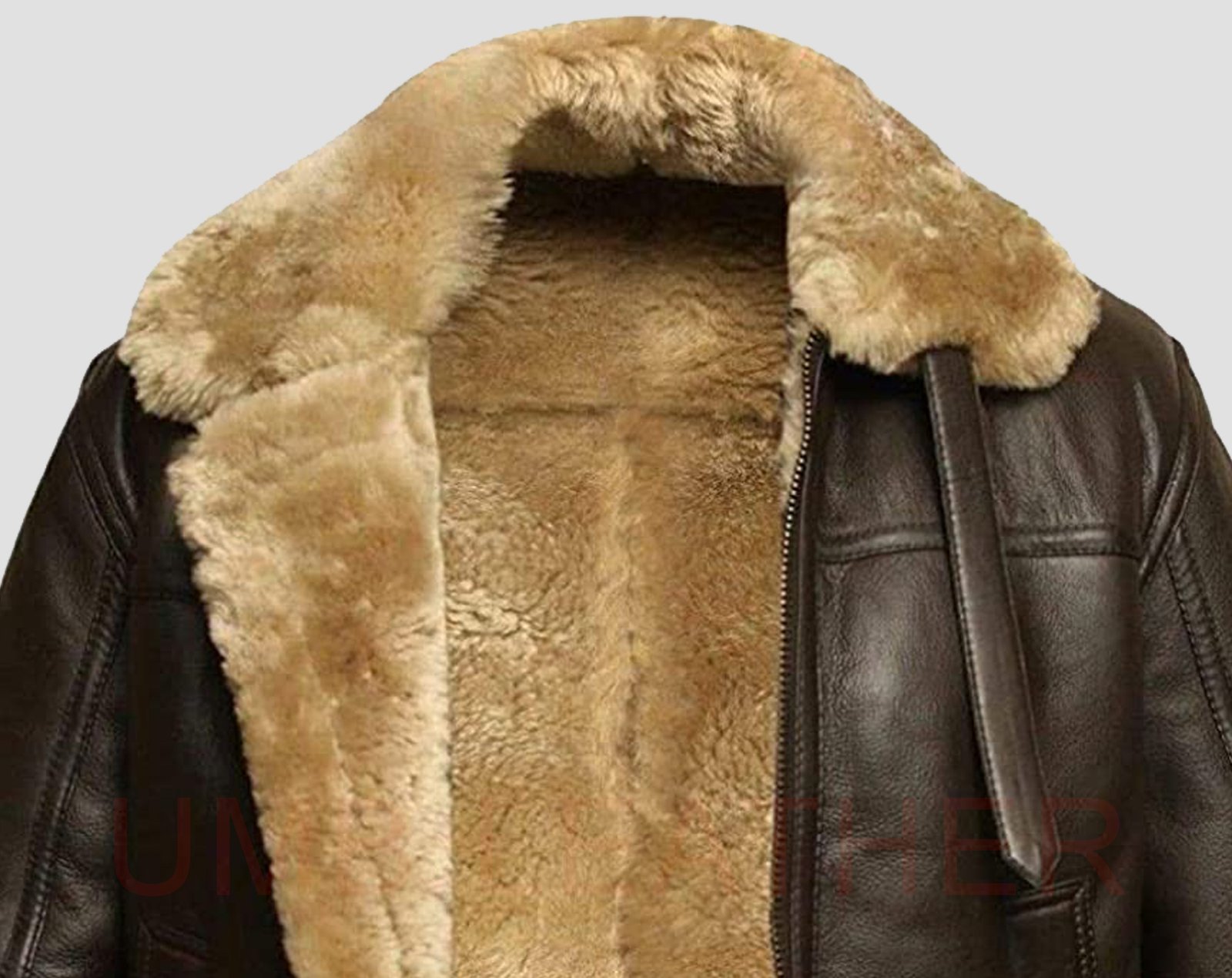 Men’s WW2 RAF B3 Air Force Fur Bomber Jacket Brown Leather Winter Style - Image 6