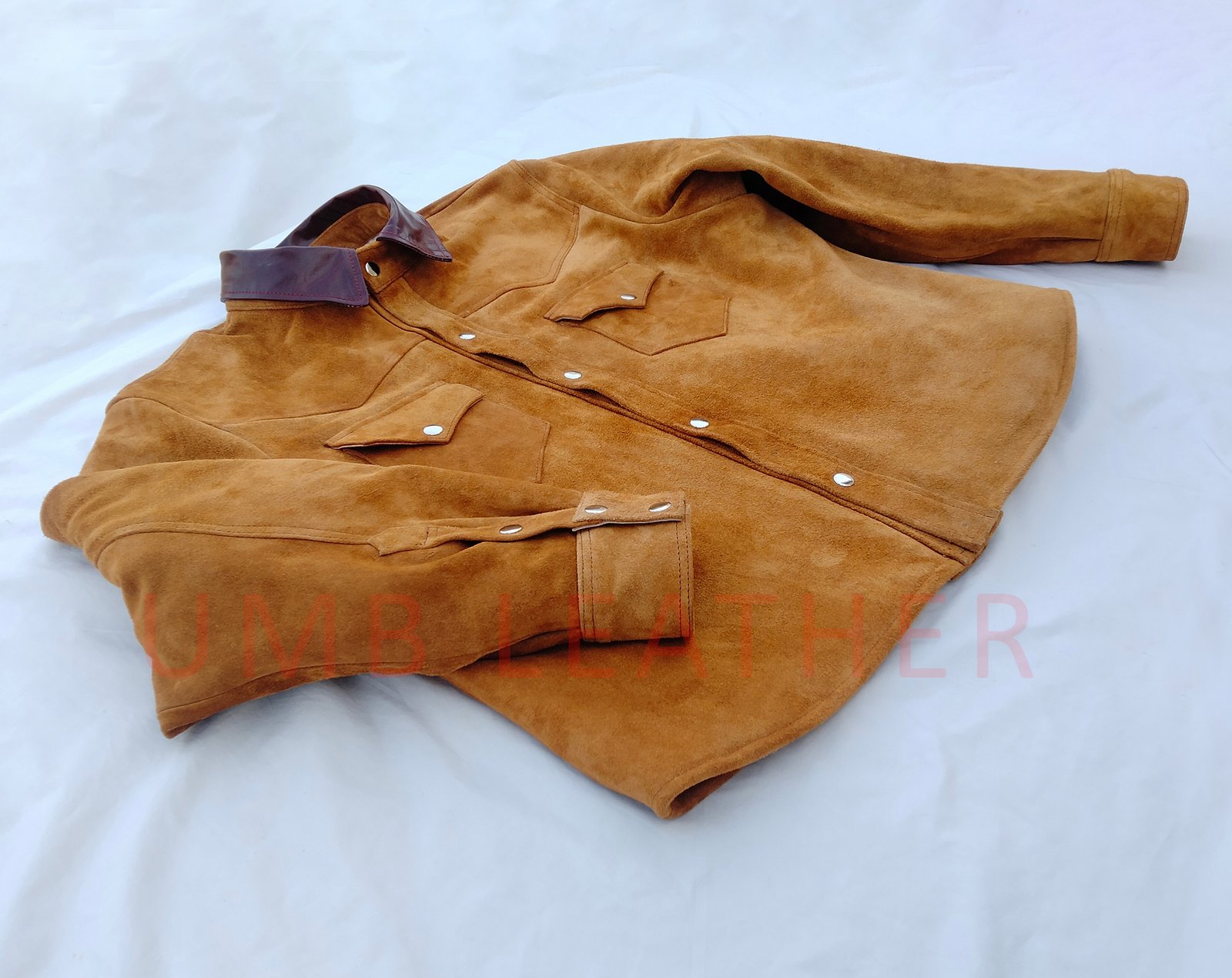 Trucker Cowboy Fur Leather Suede Jacket - Image 7