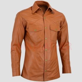 Leather Western Trucker Cowboy Shirt
