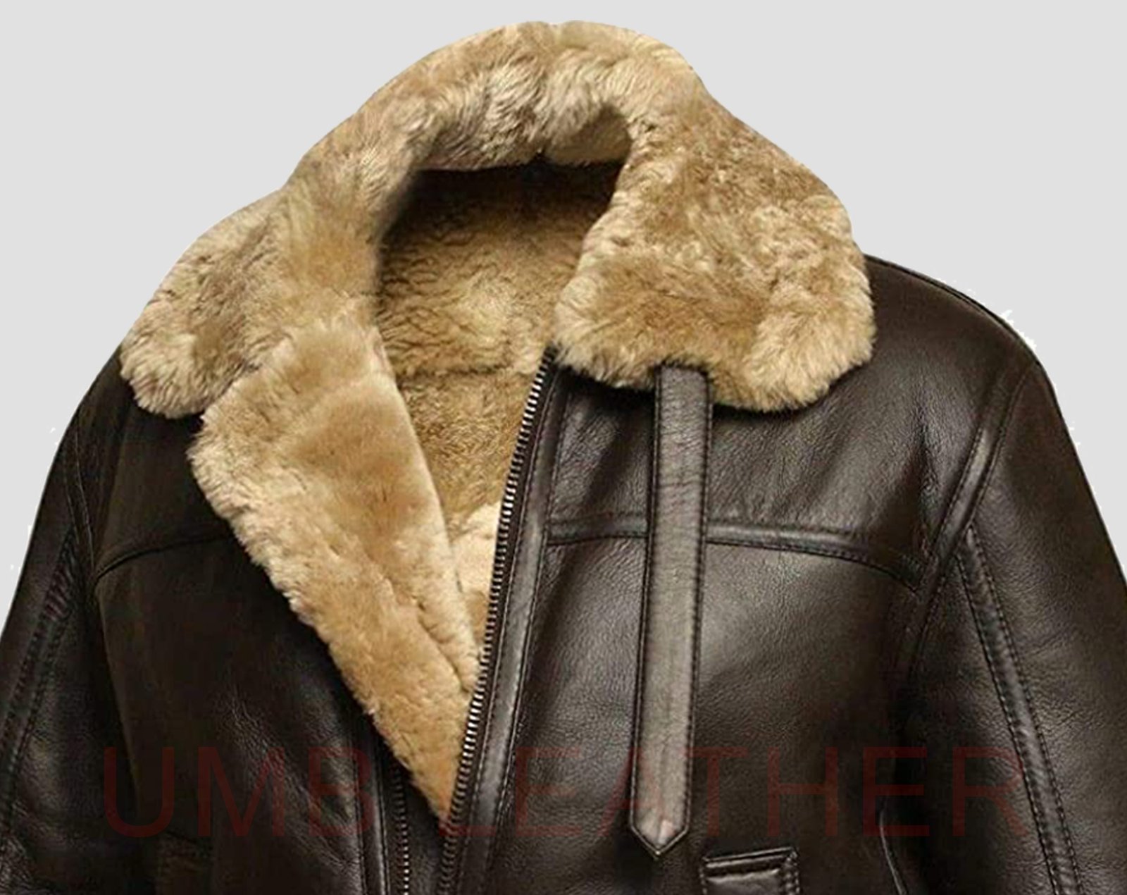 Men’s WW2 RAF B3 Air Force Fur Bomber Jacket Brown Leather Winter Style - Image 7