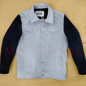 Alternative view of Mens Suede Cowboy White Leather Jacket