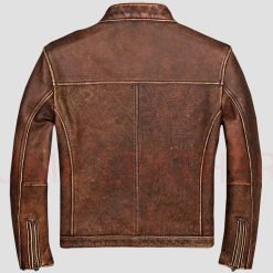 Alternative view of Men Vintage Brown Café Racer Jacket Classic Slim Fit Style