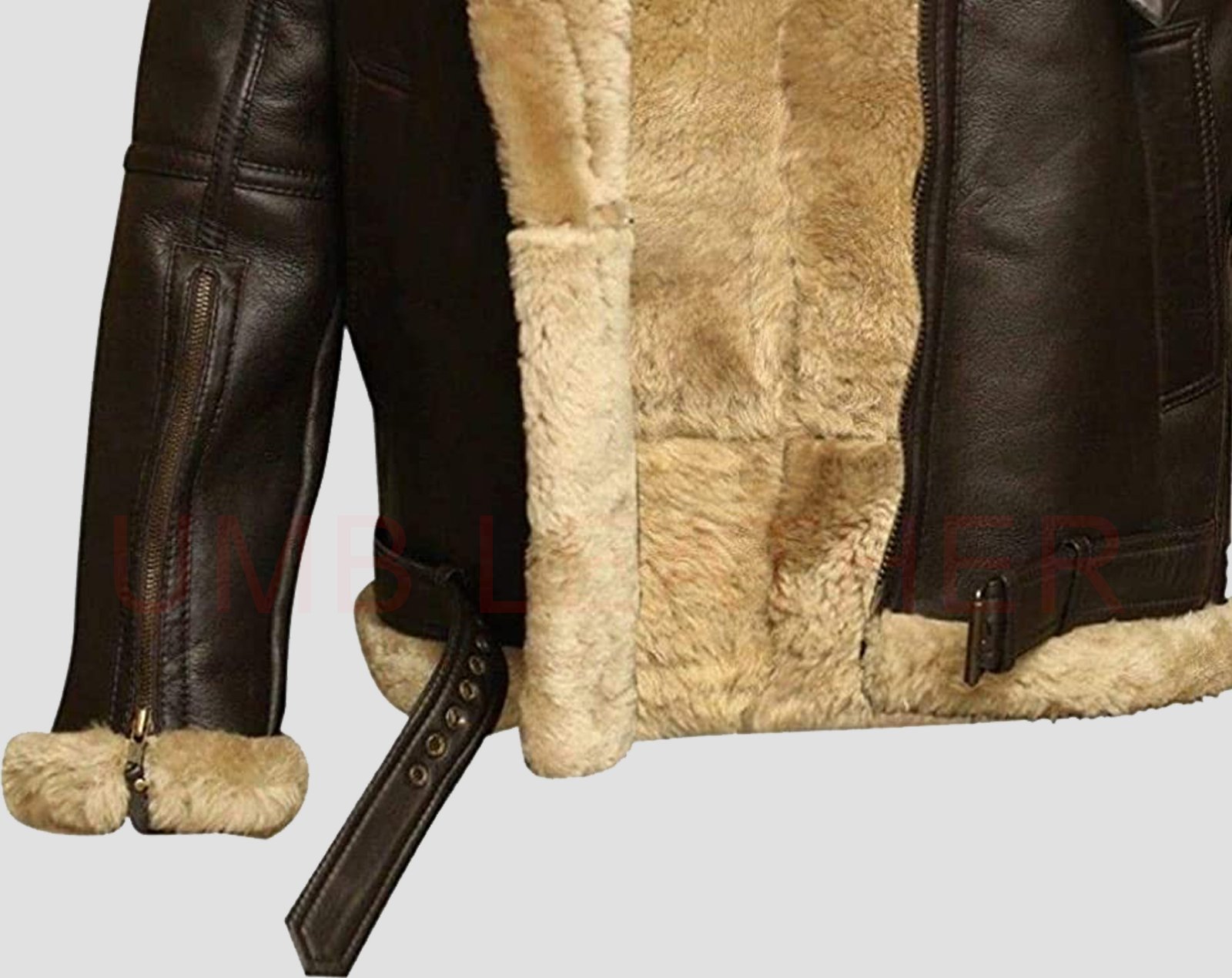 Men’s WW2 RAF B3 Air Force Fur Bomber Jacket Brown Leather Winter Style - Image 8