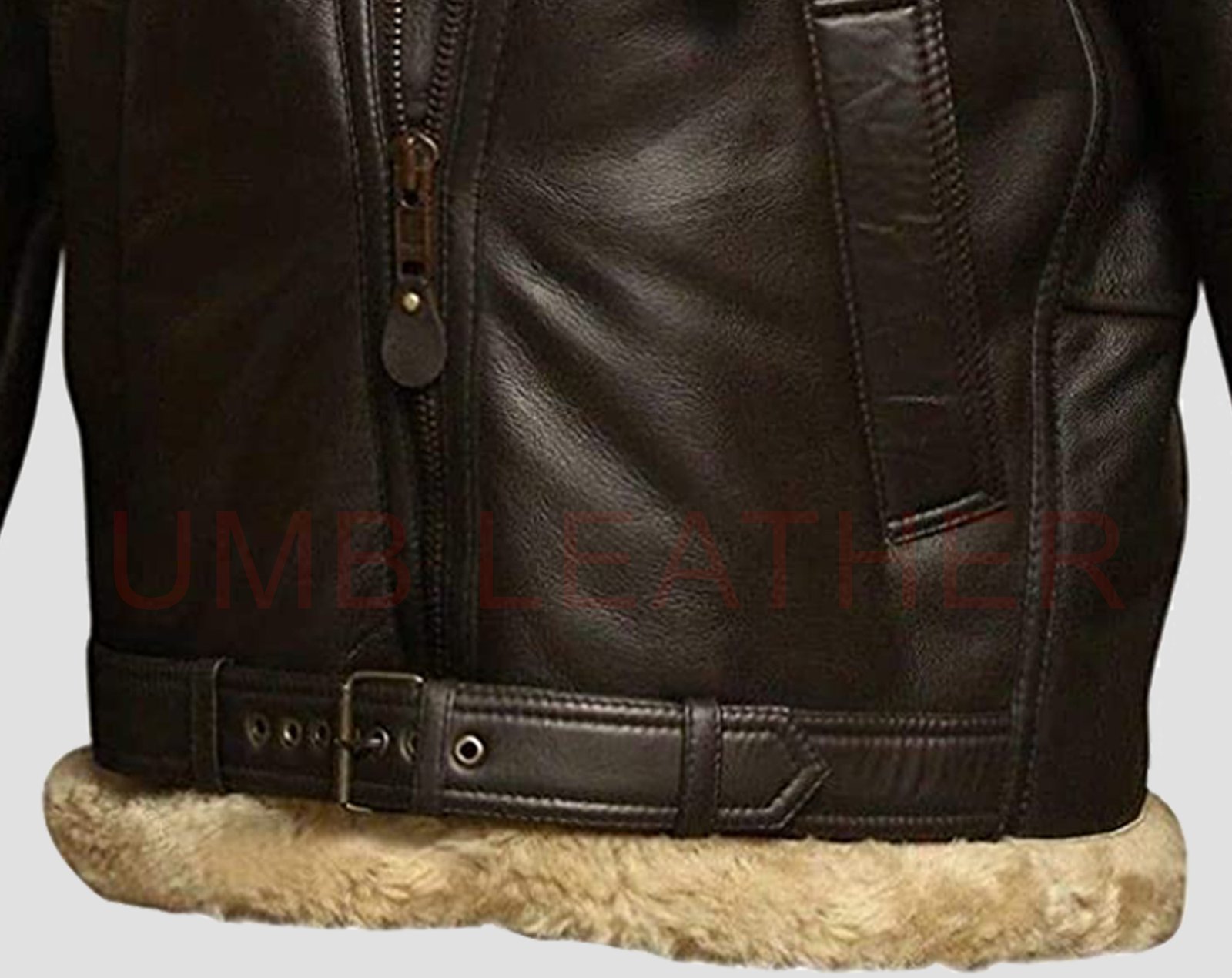 Men’s WW2 RAF B3 Air Force Fur Bomber Jacket Brown Leather Winter Style - Image 10