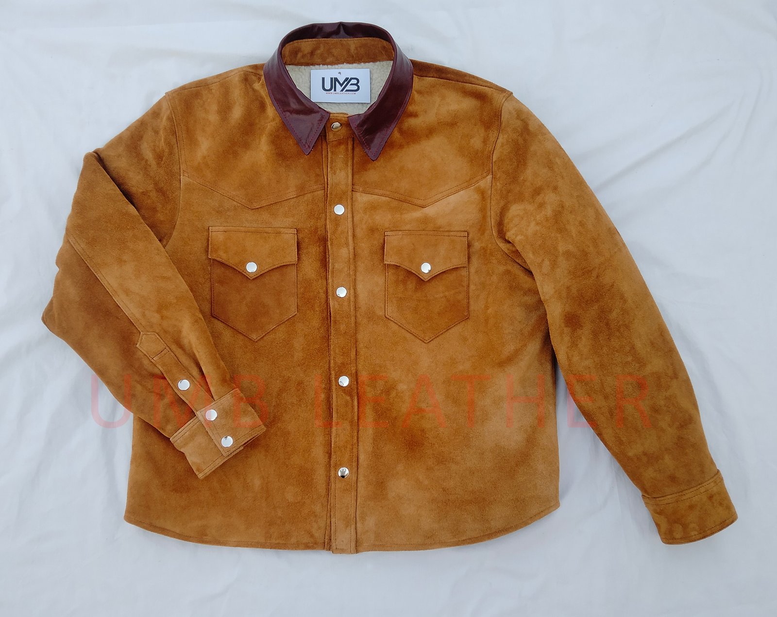 Trucker Cowboy Fur Leather Suede Jacket - Image 3