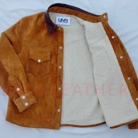Alternative view of Trucker Cowboy Fur Leather Suede Jacket