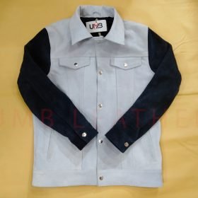 Mens Suede Cowboy White Leather Jacket