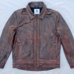 Alternative view of Men Brown Antique Distressed Leather Jacket Vintage Classic Look
