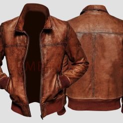 Men Distressed Brown Biker Leather Jacket Rugged Motorcycle Style
