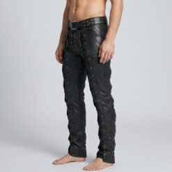 Alternative view of Front Laceup Leather Pant Black