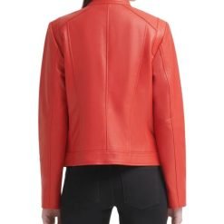 Alternative view of Women’s Red Leather Jacket Classic Statement Outerwear