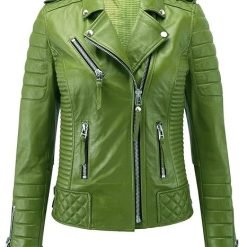 Dodge Green Women Leather Jacket Urban Bold Statement