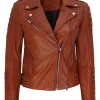 Women’s Genuine Leather Biker Bomber Jacket Stylish Motorcycle Fit