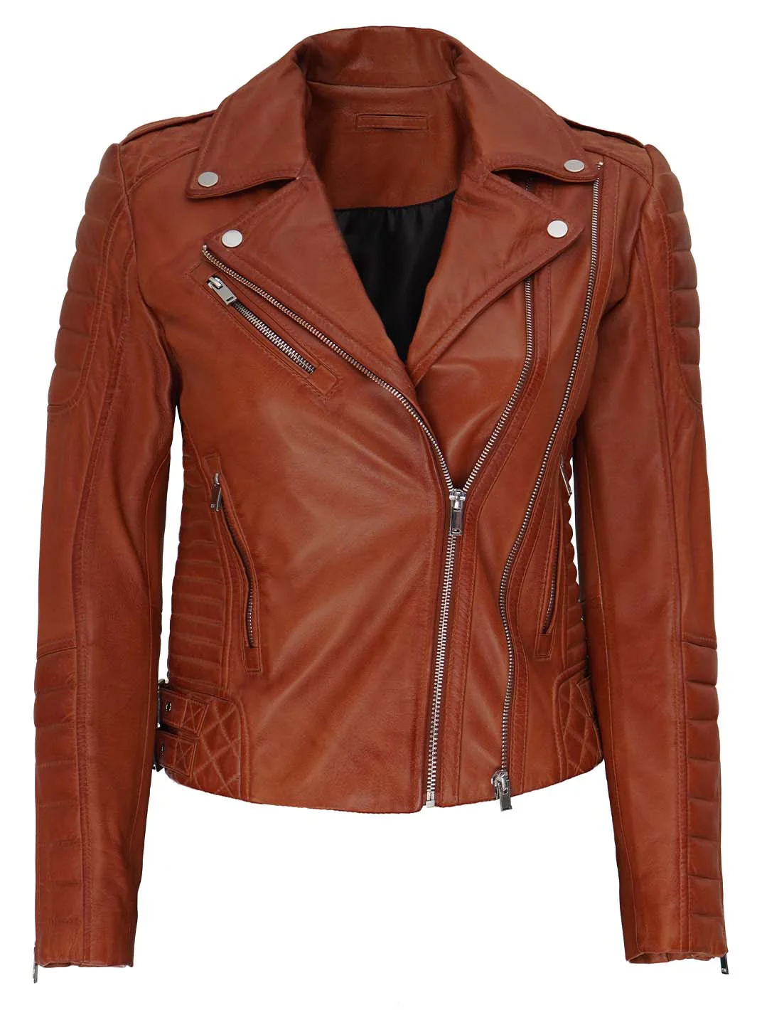 Women’s Genuine Leather Biker Bomber Jacket Stylish Motorcycle Fit