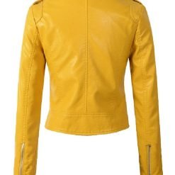 Alternative view of Women’s Yellow Brando Leather Jacket Bold Motorcycle Fashion
