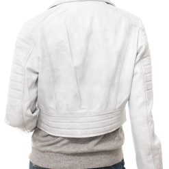 Alternative view of Women's White Cropped Brando Biker Jacket Damascus Edition