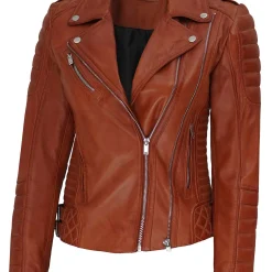 Alternative view of Women’s Genuine Leather Biker Bomber Jacket Stylish Motorcycle Fit