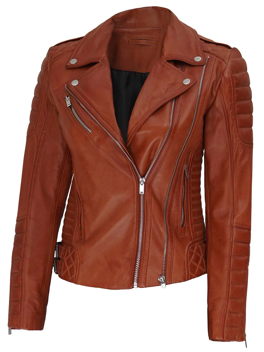 Women’s Genuine Leather Biker Bomber Jacket Stylish Motorcycle Fit - Image 2