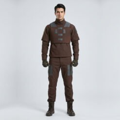 Mandalorian Distressed Brown Flight Suit Din Djarin Bounty Hunter Outfit with Velcro Customization