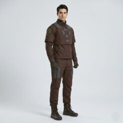 Alternative view of Mandalorian Distressed Brown Flight Suit Din Djarin Bounty Hunter Outfit with Velcro Customization